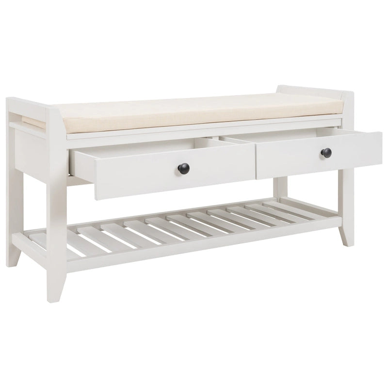 Entryway Storage Bench with Cushioned Seat and Drawers - 39L x 14W x 19.8H