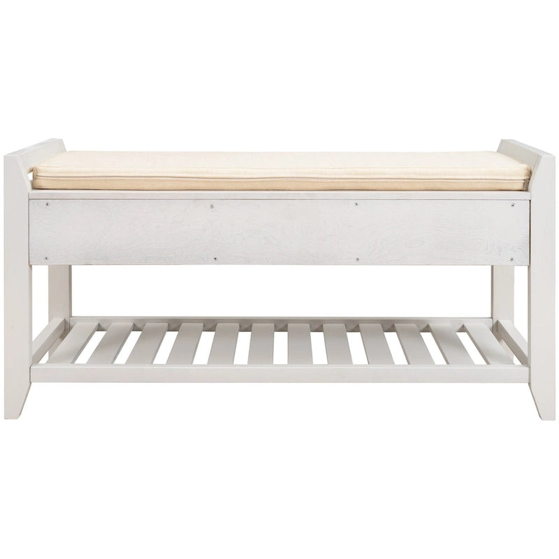 Entryway Storage Bench with Cushioned Seat and Drawers - 39L x 14W x 19.8H