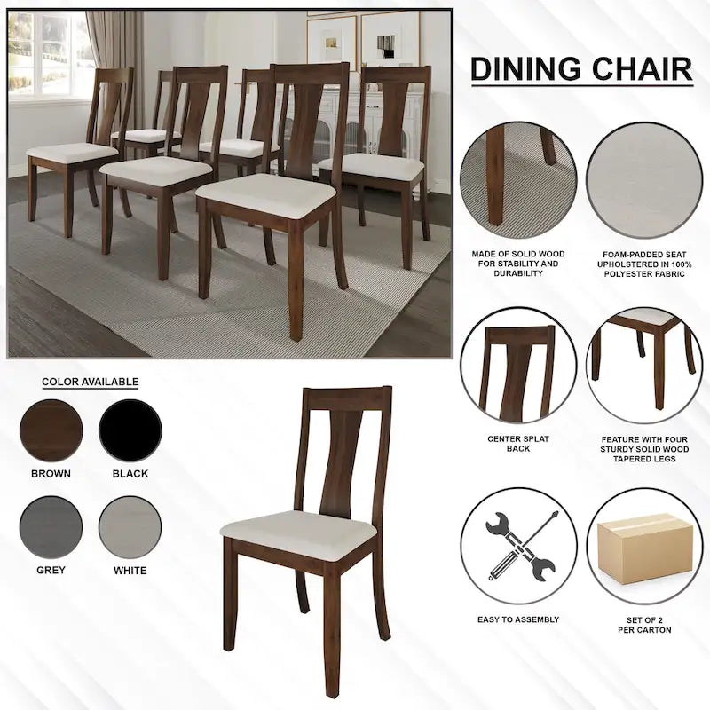 Vintage Style Wooden Dining Chairs (Set of 2) - N/A