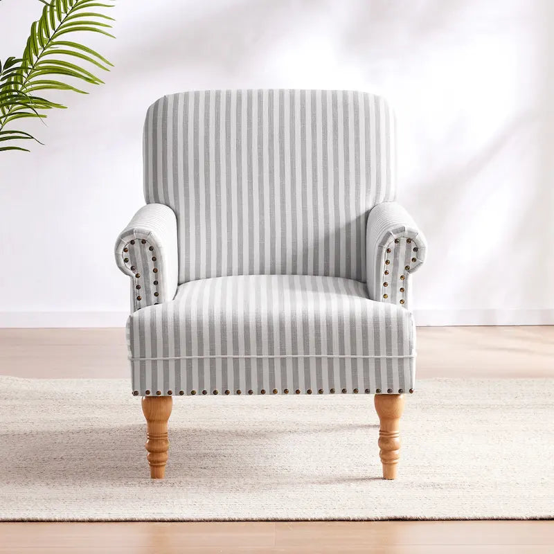Rolled Armchair Accent Chair Set of 2 Blue/ Grey/ Brown