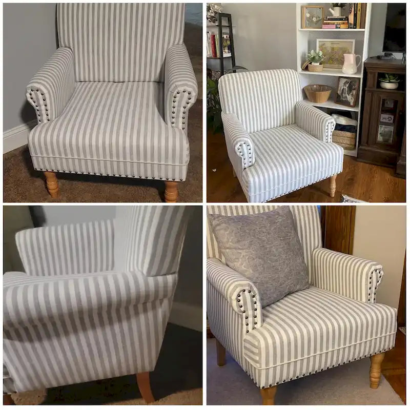 Rolled Armchair Accent Chair Set of 2 Blue/ Grey/ Brown