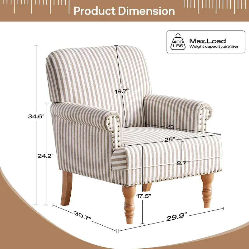 Rolled Armchair Accent Chair Set of 2 Blue/ Grey/ Brown