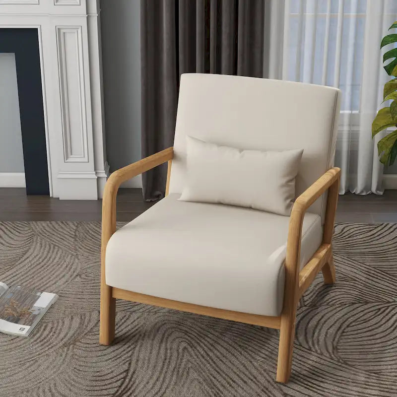 Mid Century Modern Upholstered Accent Chair with Pillow