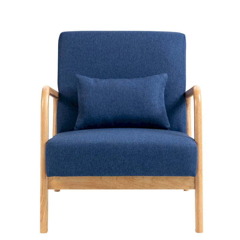 Mid Century Modern Upholstered Accent Chair with Pillow