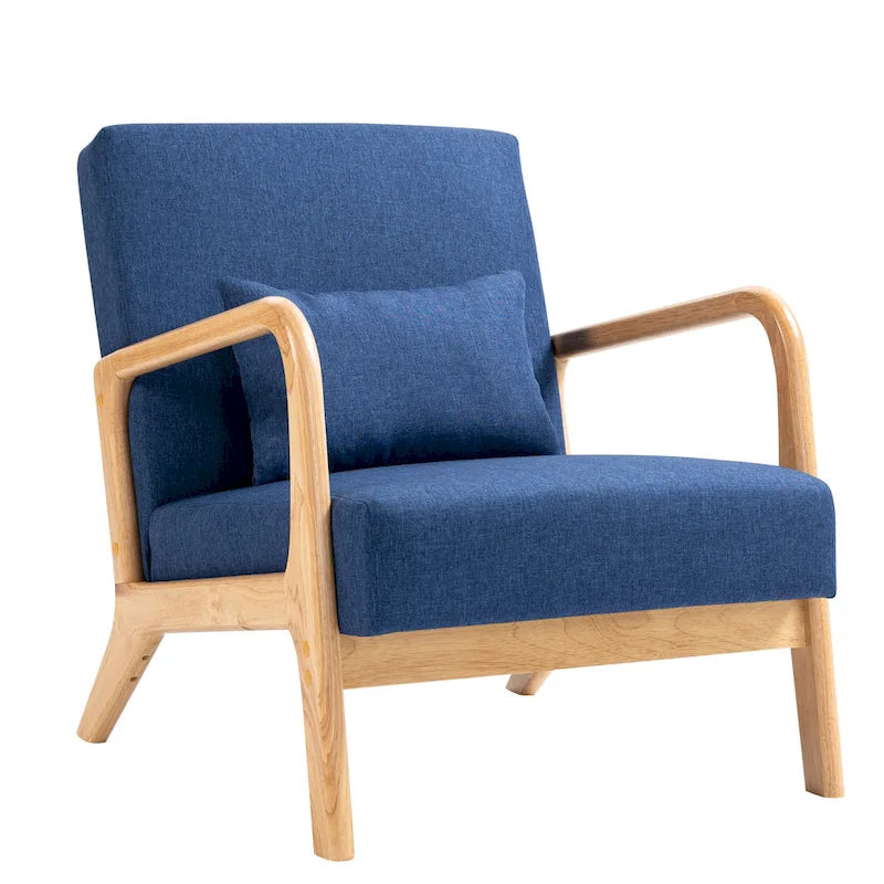 Mid Century Modern Upholstered Accent Chair with Pillow