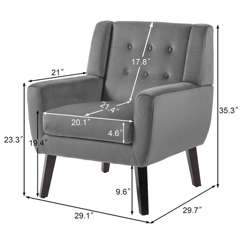 Velvet Upholstered Armchair Tufted Accent Chairs Set of 2