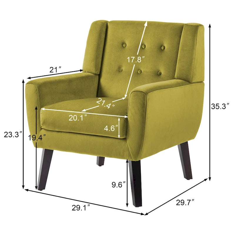 Velvet Upholstered Armchair Tufted Accent Chairs Set of 2