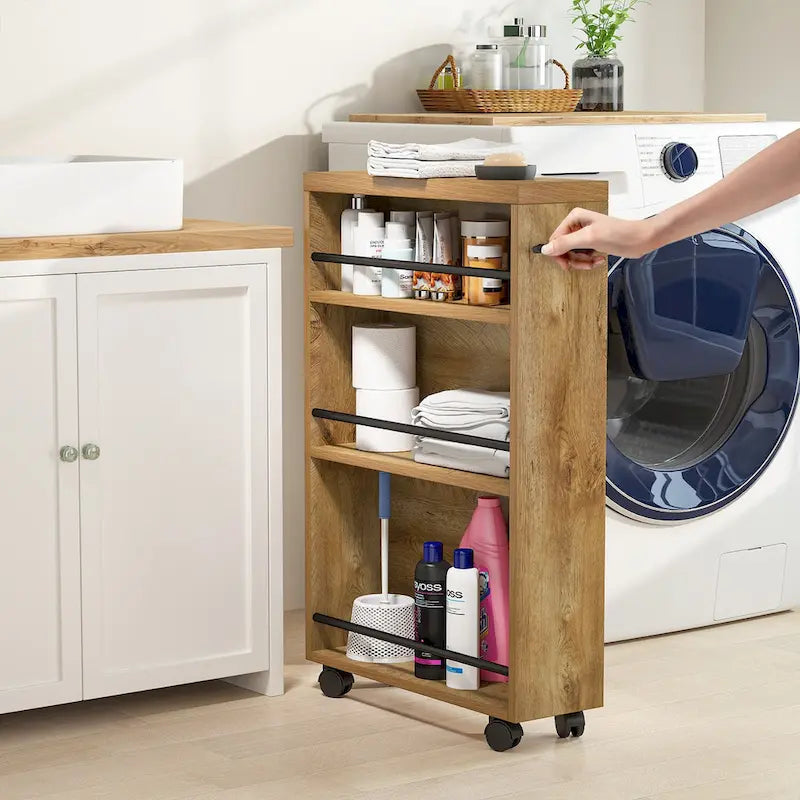Slim Storage Cart, Rolling Narrow Kitchen Cart on Wheels - N/A