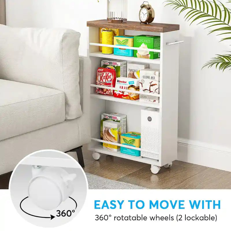 Slim Storage Cart, Rolling Narrow Kitchen Cart on Wheels - N/A