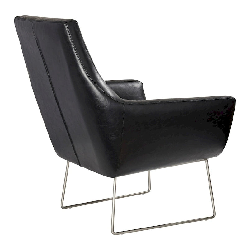 Distressed Black or Camel Leather Chair