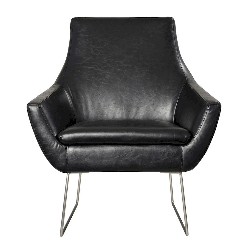 Distressed Black or Camel Leather Chair