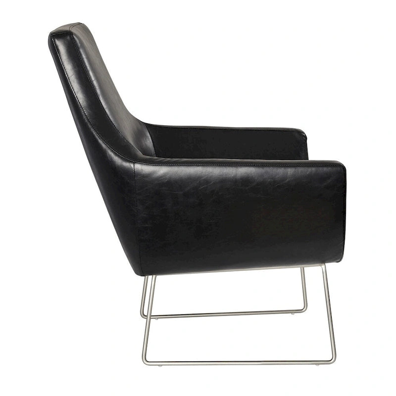 Distressed Black or Camel Leather Chair