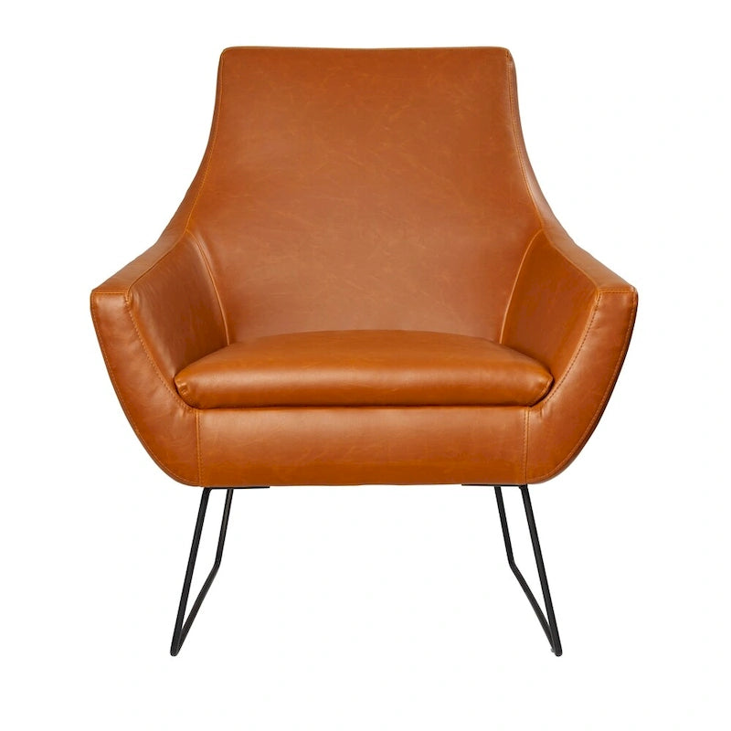 Distressed Black or Camel Leather Chair
