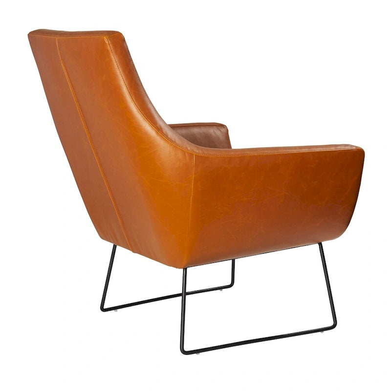 Distressed Black or Camel Leather Chair