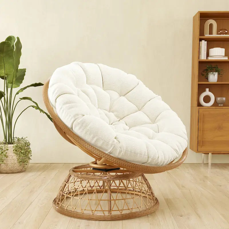 Yellow Wicker Outdoor Patio Swivel Papasan Chair
