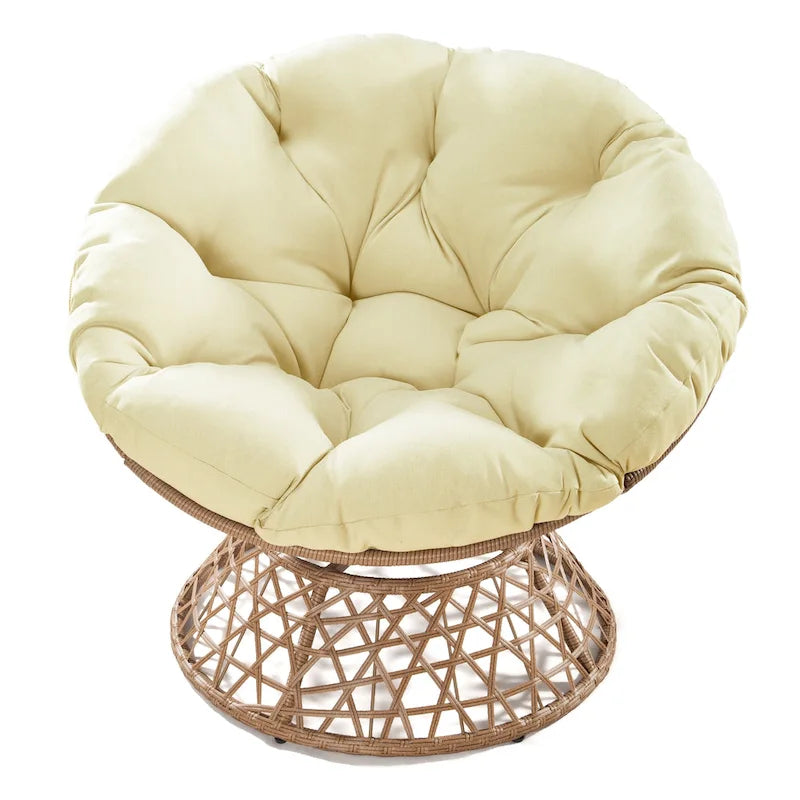 Yellow Wicker Outdoor Patio Swivel Papasan Chair