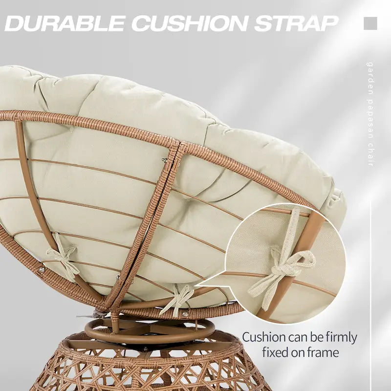 Yellow Wicker Outdoor Patio Swivel Papasan Chair