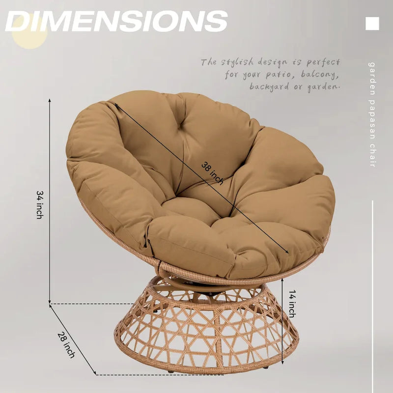 Yellow Wicker Outdoor Patio Swivel Papasan Chair