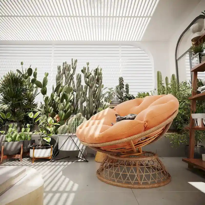Yellow Wicker Outdoor Patio Swivel Papasan Chair