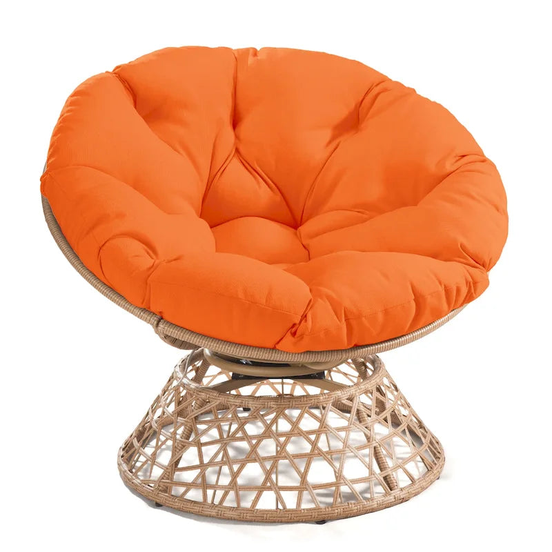 Yellow Wicker Outdoor Patio Swivel Papasan Chair