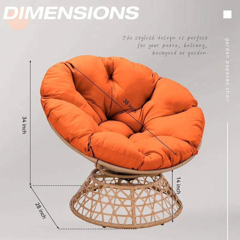 Yellow Wicker Outdoor Patio Swivel Papasan Chair