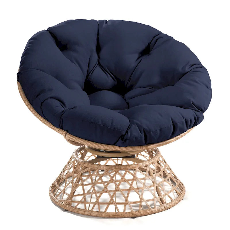 Yellow Wicker Outdoor Patio Swivel Papasan Chair