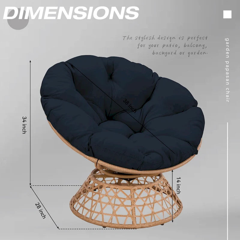 Yellow Wicker Outdoor Patio Swivel Papasan Chair