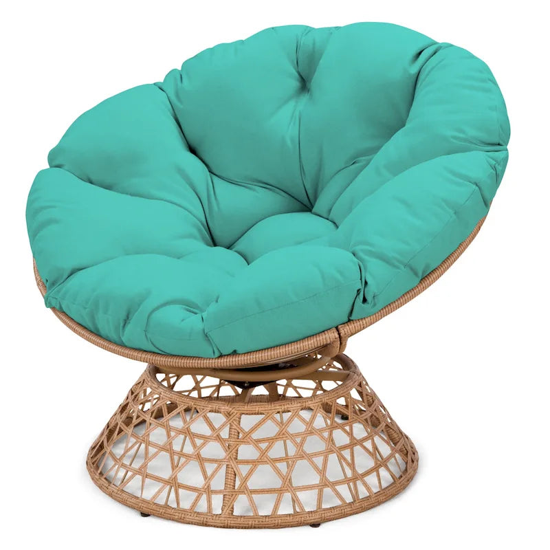 Yellow Wicker Outdoor Patio Swivel Papasan Chair