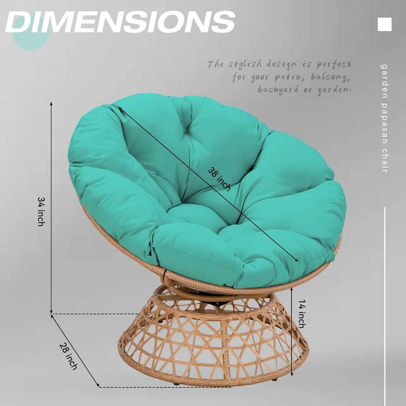 Yellow Wicker Outdoor Patio Swivel Papasan Chair