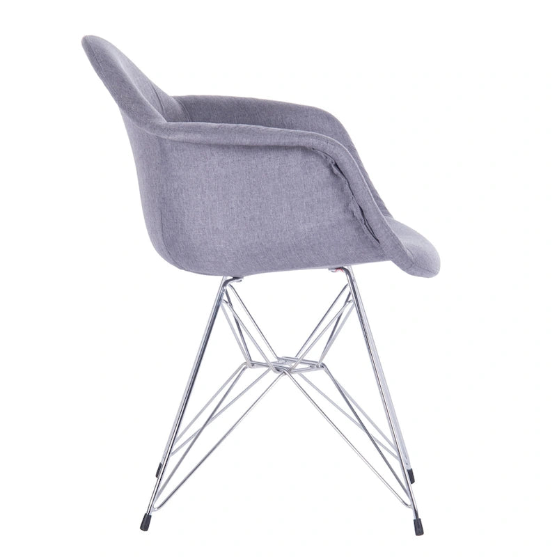 Upholstered Dining Armchairs w/ Metal Legs (Set of 2) - N/A