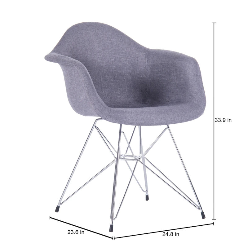 Upholstered Dining Armchairs w/ Metal Legs (Set of 2) - N/A