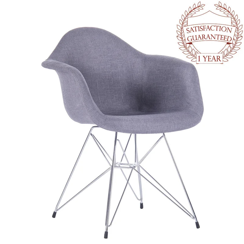 Upholstered Dining Armchairs w/ Metal Legs (Set of 2) - N/A