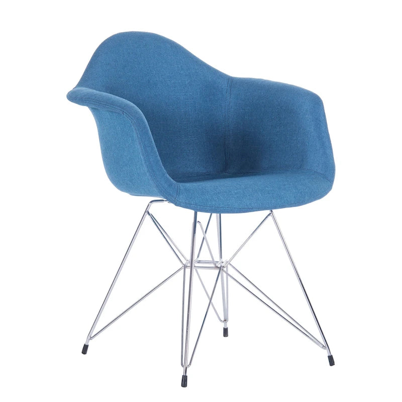 Upholstered Dining Armchairs w/ Metal Legs (Set of 2) - N/A