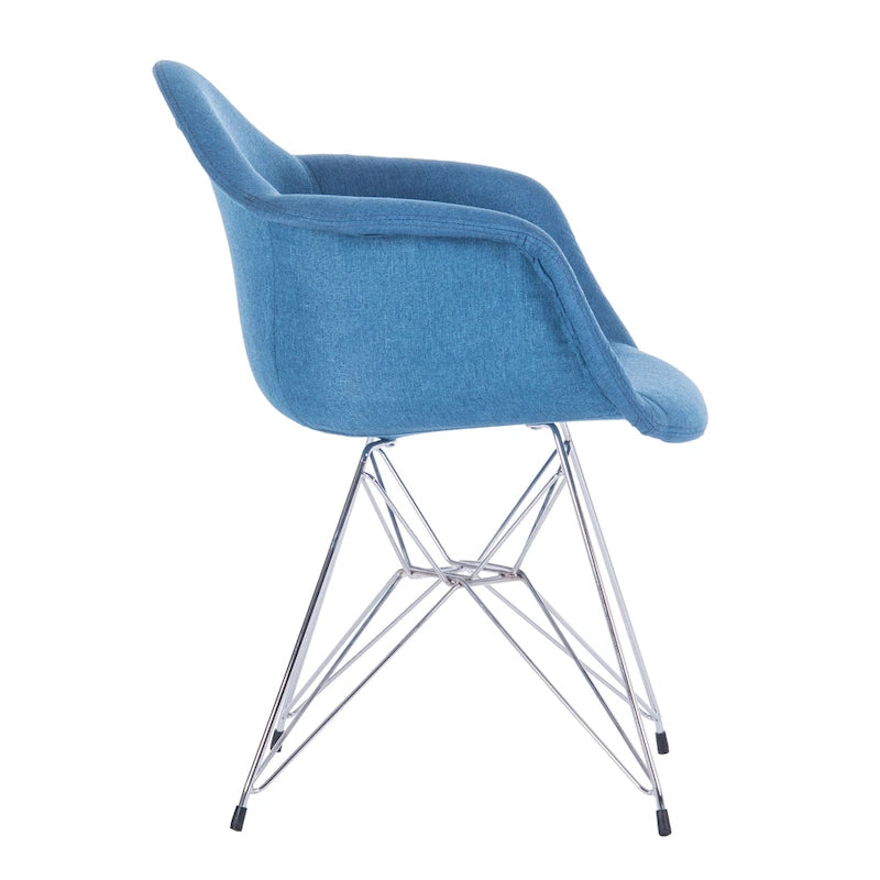Upholstered Dining Armchairs w/ Metal Legs (Set of 2) - N/A