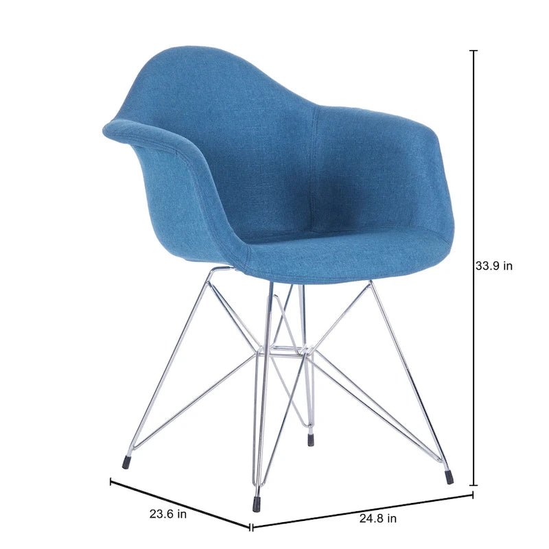 Upholstered Dining Armchairs w/ Metal Legs (Set of 2) - N/A