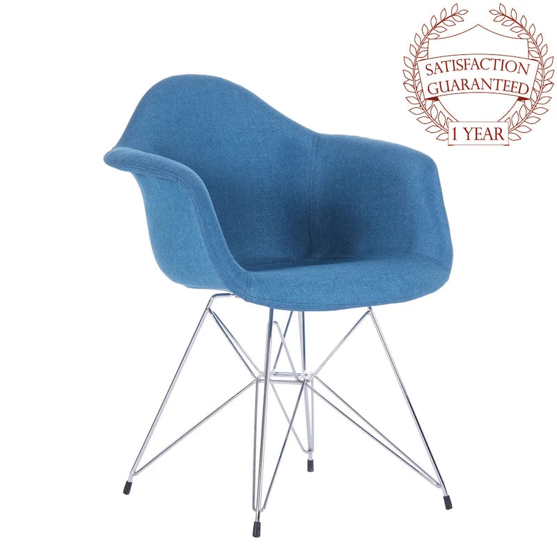 Upholstered Dining Armchairs w/ Metal Legs (Set of 2) - N/A