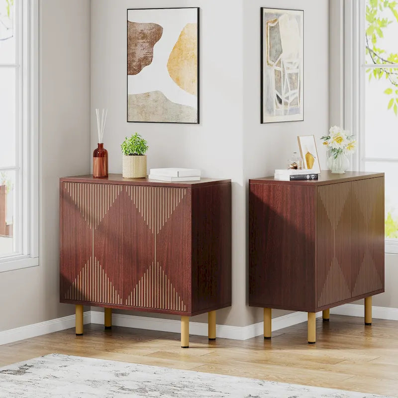 White 58 inches Sideboard Storage Cabinet Buffet Set