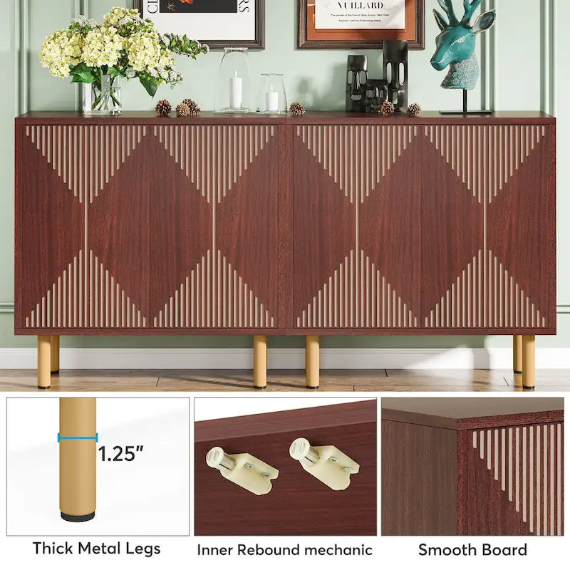 White 58 inches Sideboard Storage Cabinet Buffet Set