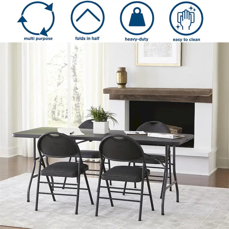Deluxe 6 ft. Fold-in-Half Indoor & Outdoor Blow Molded Folding Table