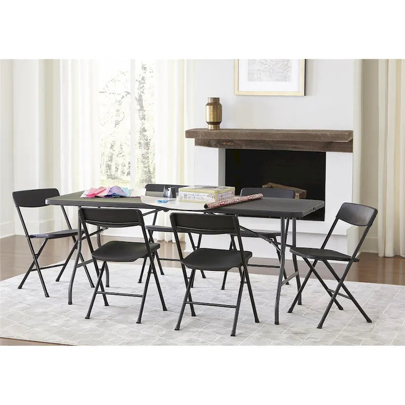 Deluxe 6 ft. Fold-in-Half Indoor & Outdoor Blow Molded Folding Table