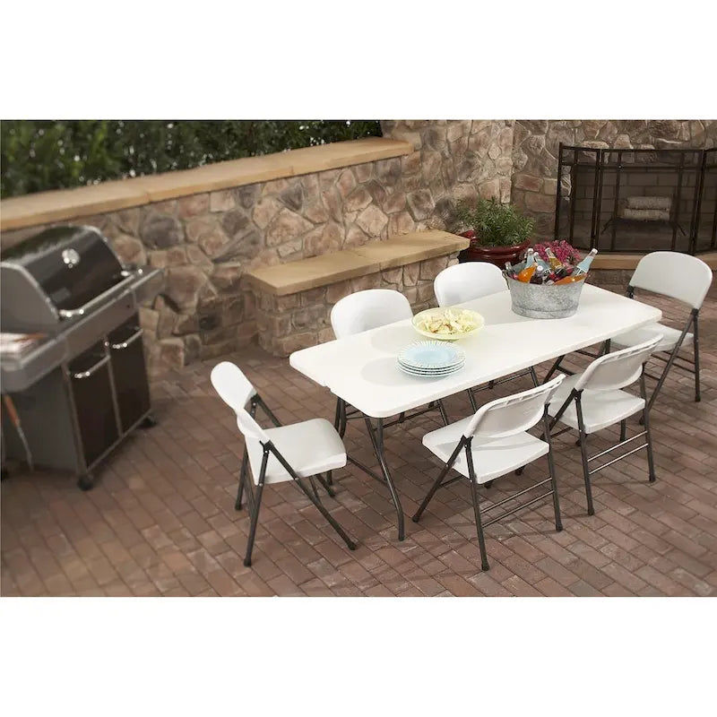 Deluxe 6 ft. Fold-in-Half Indoor & Outdoor Blow Molded Folding Table