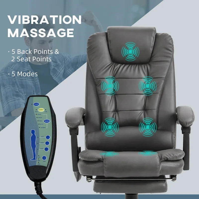 7-Point Massage Office Chair High Back Executive Recliner