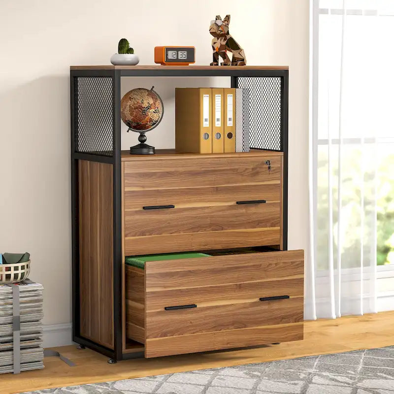 2-Drawer Lateral File Cabinets Legal Size, Large Filing Cabinet with Lock, Printer Stand