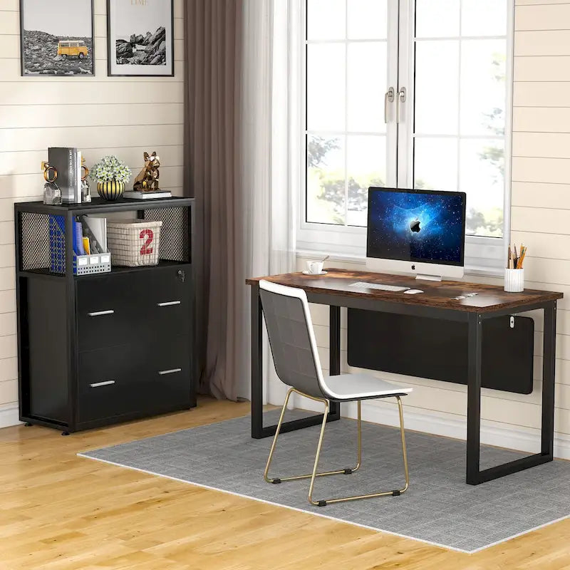 2-Drawer Lateral File Cabinets Legal Size, Large Filing Cabinet with Lock, Printer Stand
