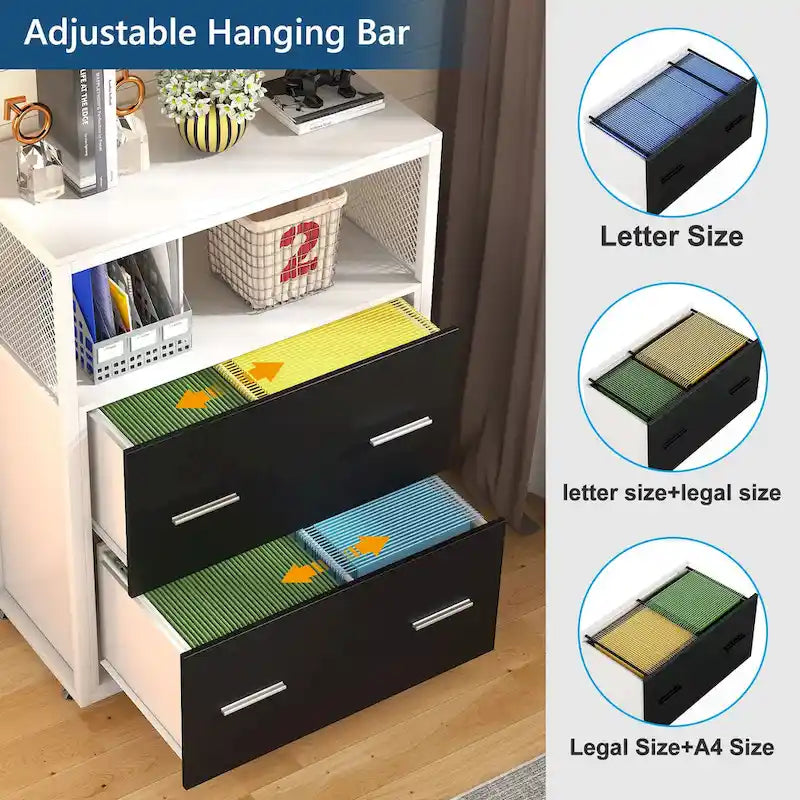 2-Drawer Lateral File Cabinets Legal Size, Large Filing Cabinet with Lock, Printer Stand