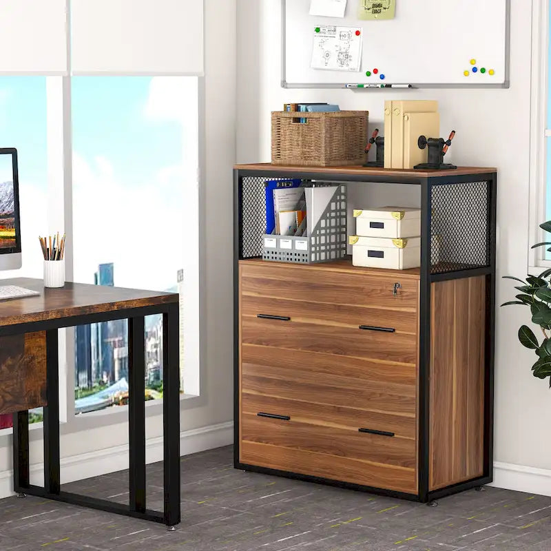 2-Drawer Lateral File Cabinets Legal Size, Large Filing Cabinet with Lock, Printer Stand