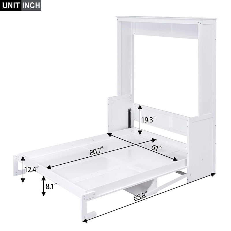 Queen Size Murphy Bed with a Shelf, Gray