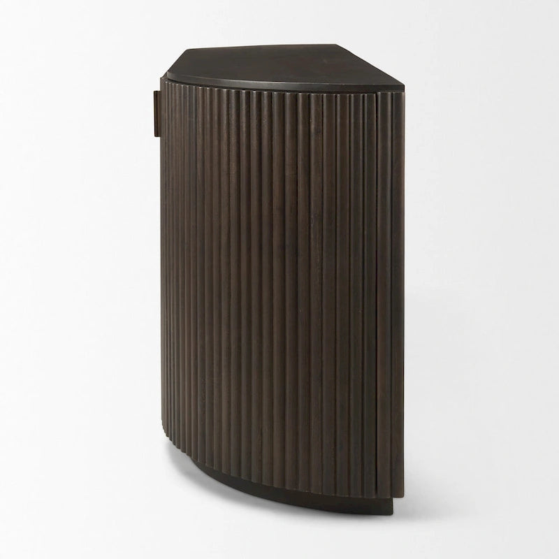 Dark Brown Solid Wood Fluted Sideboard - 72.0L x 18.5W x 32.0H
