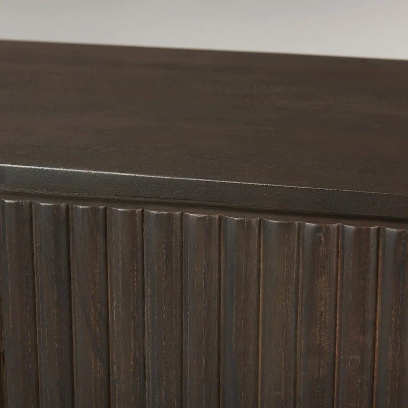 Dark Brown Solid Wood Fluted Sideboard - 72.0L x 18.5W x 32.0H
