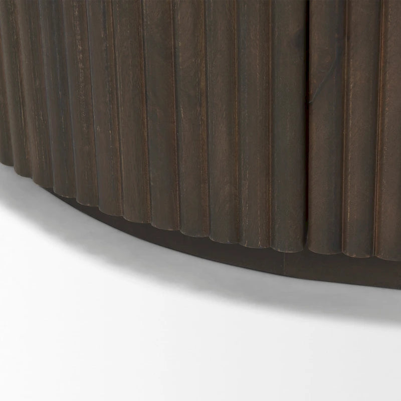 Dark Brown Solid Wood Fluted Sideboard - 72.0L x 18.5W x 32.0H